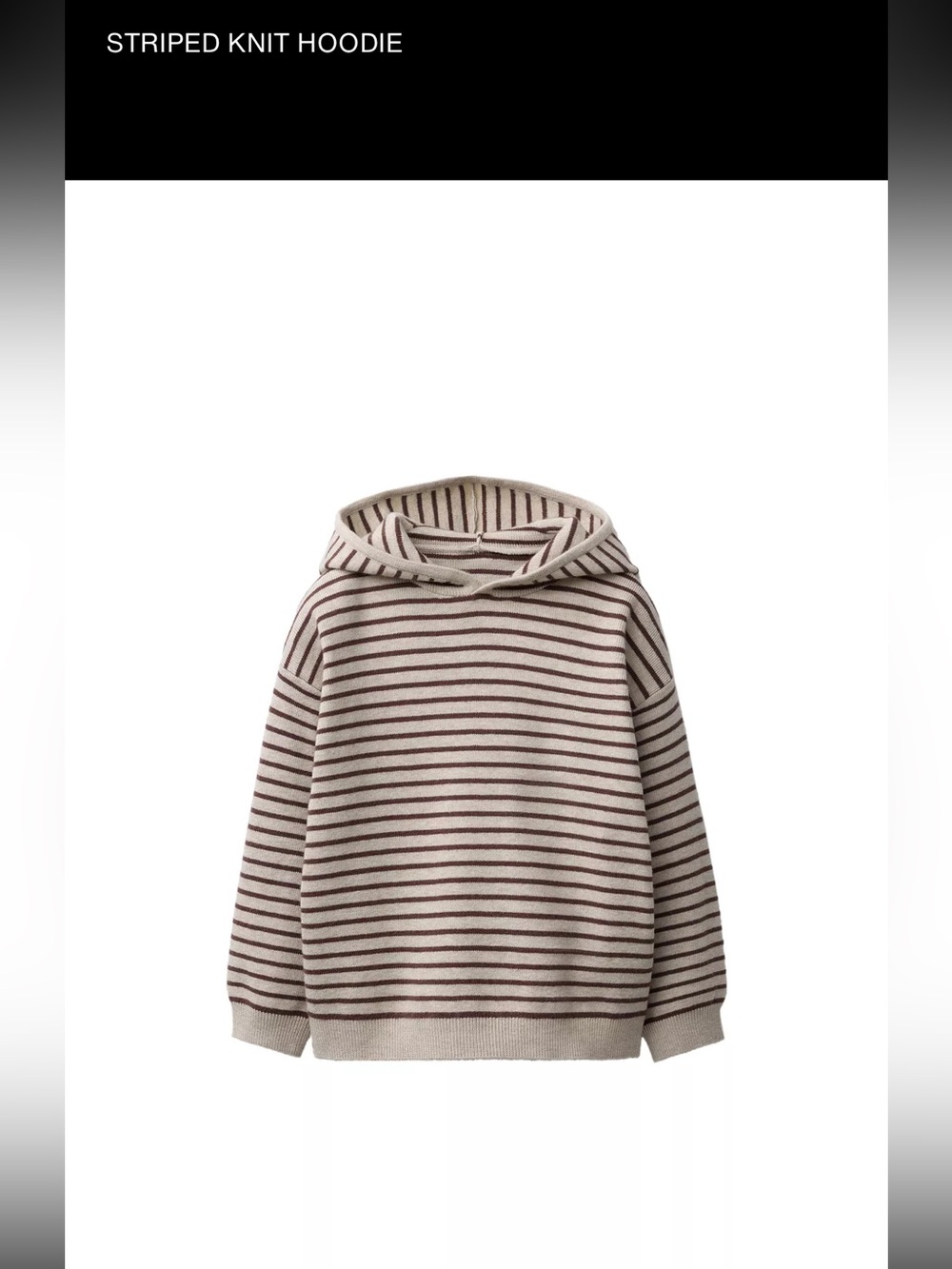 Zara Toddler Striped Beige and Brown Hoodie Knit Sweater 3T